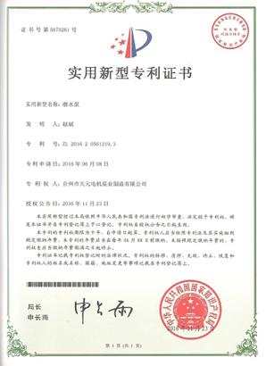 Patent certificate